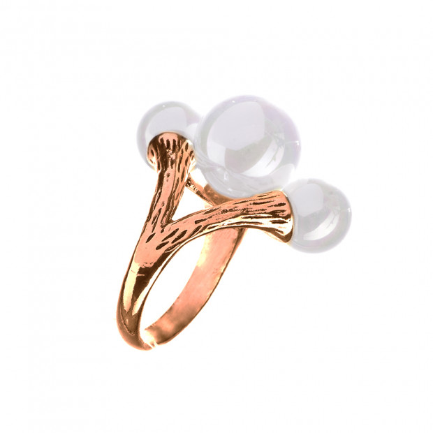 Gyöngyök gyűrű, rose gold, 17 mm